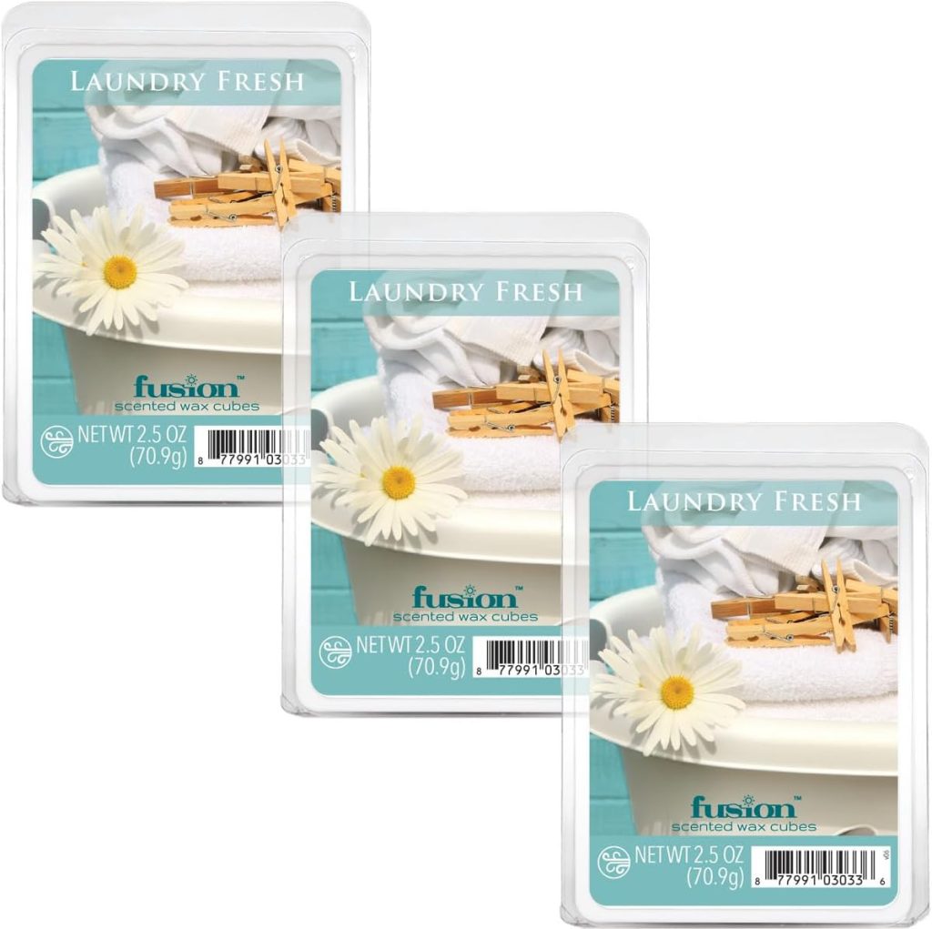 FUSION by Scentsationals Scented Wax Fragrance Melts - Laundry Fresh - Wax Cubes Pack, Home Warmer Tart, Electric Wickless Candle Bar Air Freshener, Spa Aroma Decor Gift - 2.5oz (3-Pack)