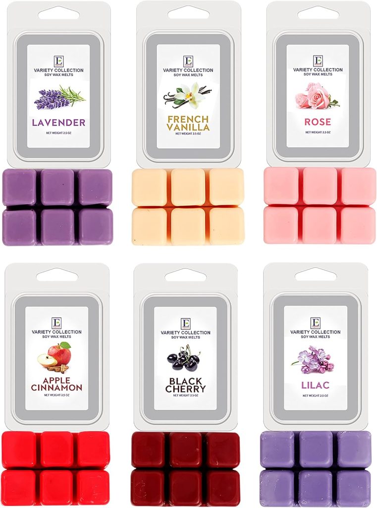 Scented Fall Wax Melts Wax Cubes for Scented Wax Warmer - 100% Soy Wax Melts - Scented Wax Melts - 6 Fragrances - Lavender, Vanilla, Rose, Apple Cinnamon, Lilac and Black Cherry, Candle Wax Melts